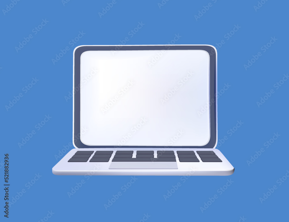 Poster minimal laptop design 3d icon vector illustration. notebook front with empty scape on white backgrou