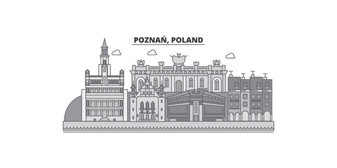 Poland, Poznan city skyline isolated vector illustration, icons