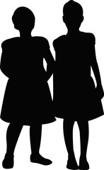 two girls body silhouette vector