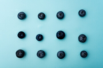 Blueberries isolated on mint background
