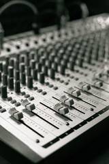 Sound mixer audio mixing console. Music concept on sound recording studio