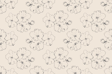 Floral seamless pattern of fabric design. Flower background print texture.