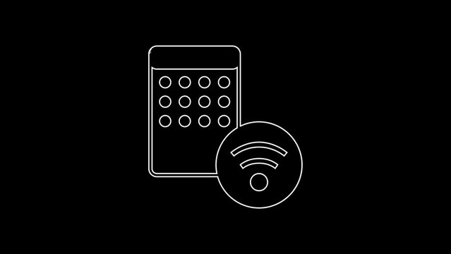 White line Air humidifier icon isolated on black background. Portable electric home appliance, home air purification and humidification. 4K Video motion graphic animation