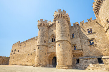 The Kastello, Palace of the Grand Master of the Knights of Rhodes. Main entrance of castle in...