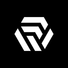 Letter FW WF abstract hexagon logo design