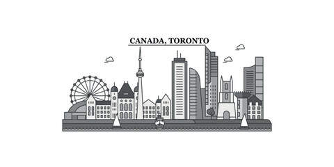 Fototapeta premium Canada, Toronto city skyline isolated vector illustration, icons