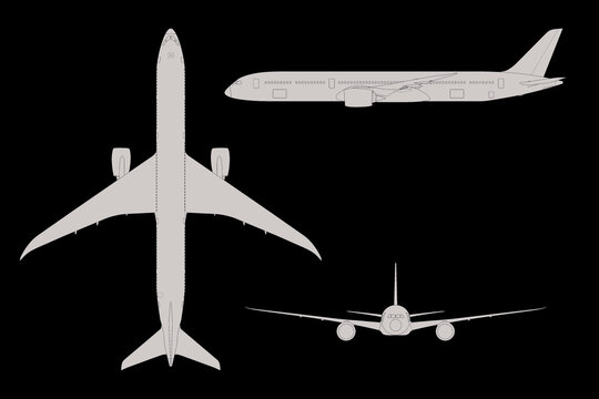 Avi&oacute;n de l&iacute;nea comercial bimotor moderno 787