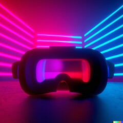 Virtual reality concept, VR glasses in neon lights