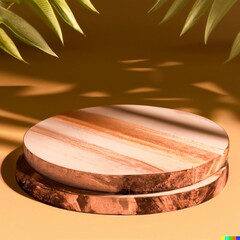 Wooden product display podium with copy space