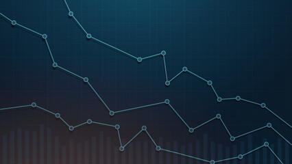 Stock chart or graph. Financial chart or graph