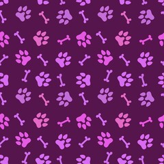 Fototapeta na wymiar Animals seamless dogs footprints and bones pattern for clothes print and kids and fabrics and wrapping