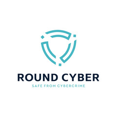 Abstract cyber shield logo for business technology company