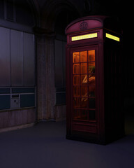 3d computer rendered illustration of a classic red phone booth