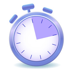 Purple stopwatch for checking fast time measurement. realistic icon vector illustration.