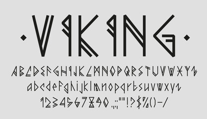 Viking font alphabet letters, Nordic runes type or Scandinavian gothic typeface, vector signs. Medieval Viking warriors font or Norse German runic typography and Celtic tribal script typeset