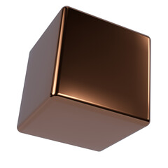 3d render realistic primitive. Glossy metal copper geometric shape.