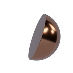 3d render realistic primitive. Glossy metal copper geometric shape.
