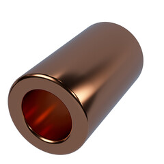 3d render realistic primitive. Glossy metal copper geometric shape.