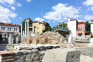 Ruins of ancient Philippopolis in city of Plovdiv, Bulgaria