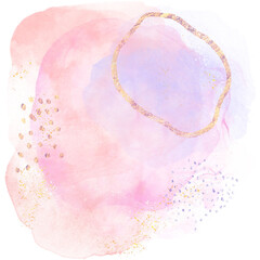 Abstract watercolor illustration with golden sparkles