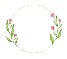 Fototapeta premium Floral watercolor round frame decoration 