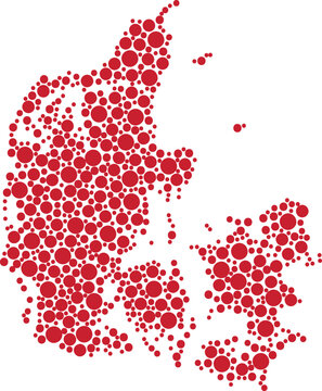 Denmark Country Red Dots Map