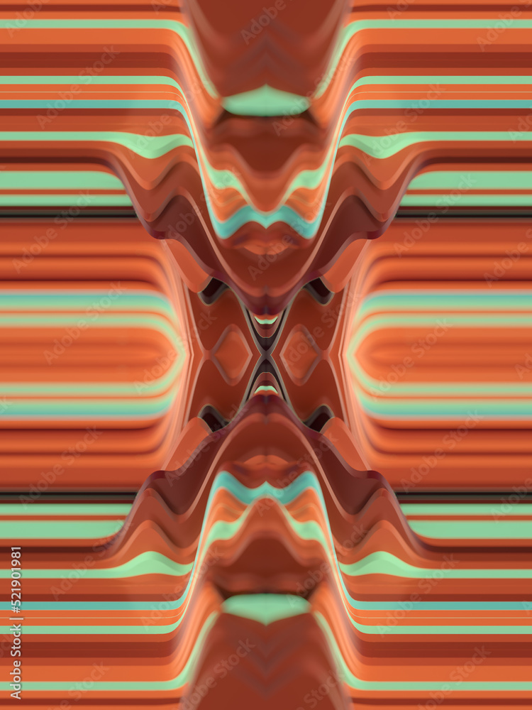 Poster Magical composition of colorful wavy stripes. Modern pattern background. 3d rendering digital illustration