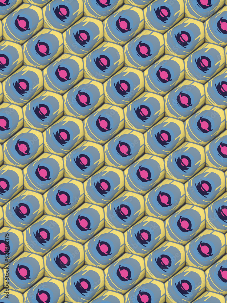 Poster Orthographic projection of rounded multicolored rectangles. Contemporary art. 3d rendering digital illustration