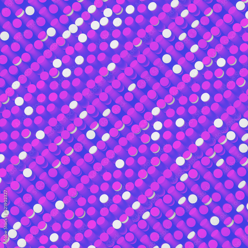 Aufkleber pattern of chaotically flashing cylinders. contemporary design. geometric background. 3d rendering d