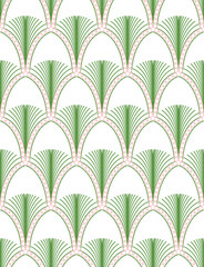 Abstract Art Deco Style Modern Geometric Pattern Feather Shapes Seamless Pattern Perfect for Allover Wall Paper Print or Interior Fabric