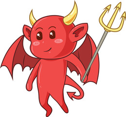 the cute character of a little devil. vector illustration