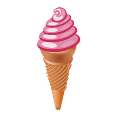 funnel cone, straberry ice cream