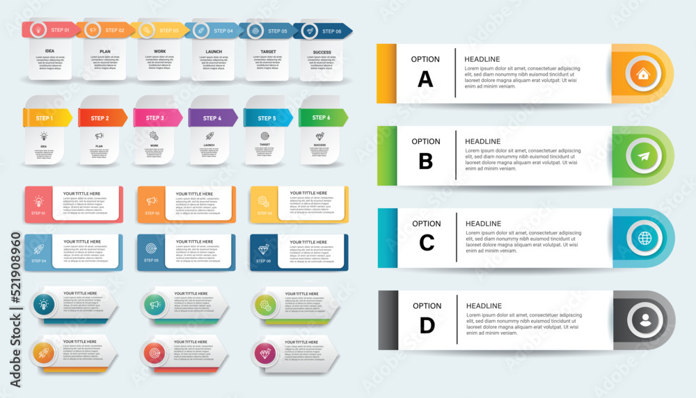 Leinwandbilder collection of business infographic design template with options, steps or processes. can be used for