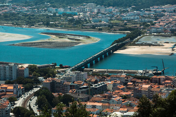 Fototapeta na wymiar View of the Lima river in Viana do Castelo, Portugal.