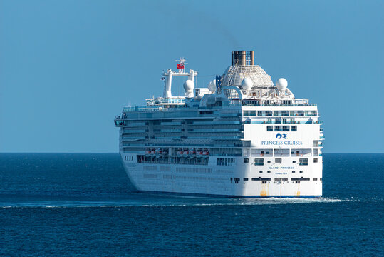 The Island Princess Cruise Ship Turning To Go Out To Sea Cornwall Uk , June 8 2022