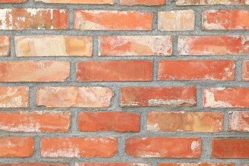 Texture of old red brick wall as background