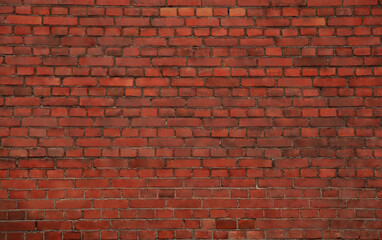 Fototapeta na wymiar Texture of red brick wall as background