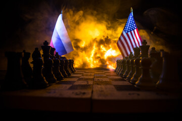 Chess board game concept of business ideas and competition and strategy ideas concep. Chess figures...