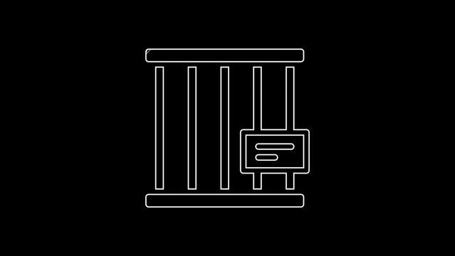 White line Animal cage icon isolated on black background. 4K Video motion graphic animation
