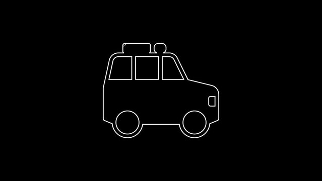 White line Car icon isolated on black background. 4K Video motion graphic animation