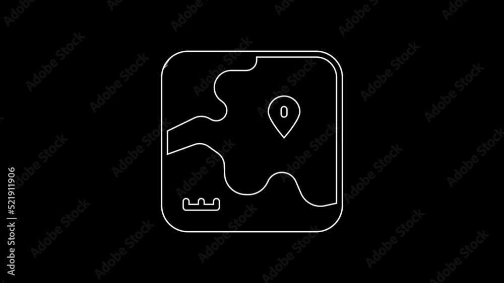 Sticker White line Africa safari map icon isolated on black background. 4K Video motion graphic animation