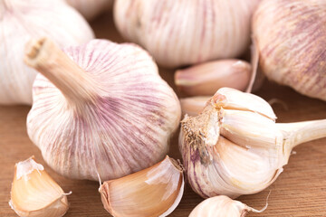 Bunch of garlic on cutting board