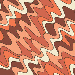 Retro Groovy Wiggly Stripes Vector Seamless Pattern. Psychedelic Lines. Nostalgia Background. Monochrome Trippy Geo Print.