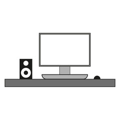 Computer mouse, monitor, column for web design. Vector illustration. stock image. 
