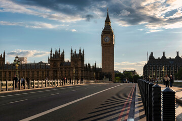 Westminster Bridge and houses of parliament at London-UK on May 24, 2022.