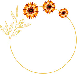Circle Gold Frame with Sunflower