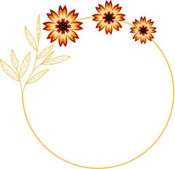Circle Gold Frame with Sunflower