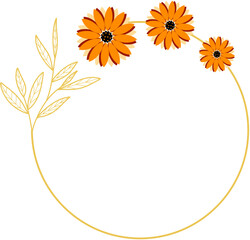 Circle Gold Frame with Sunflower