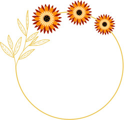 Circle Gold Frame with Sunflower