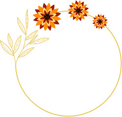 Circle Gold Frame with Sunflower